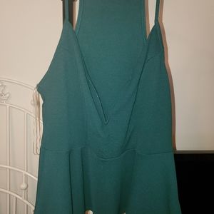 Deep V Peplum Spaghetti Strap Top